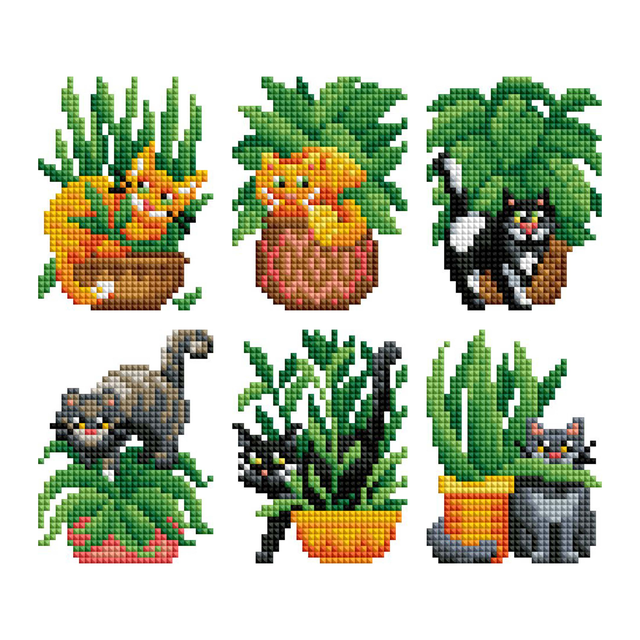 Mini Dazzles™ - Cats with Plants