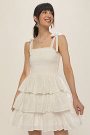 Stacey Smocked Eyelet Mini Dress