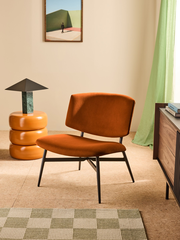 Kuta Accent Chair in Velvet Cinnamon Orange