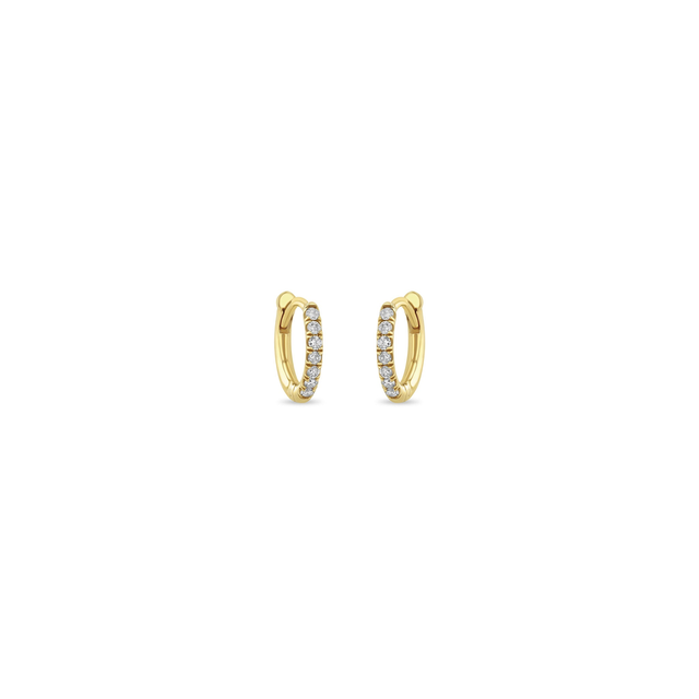 14k Pavé Diamond Hinge Huggie Hoops