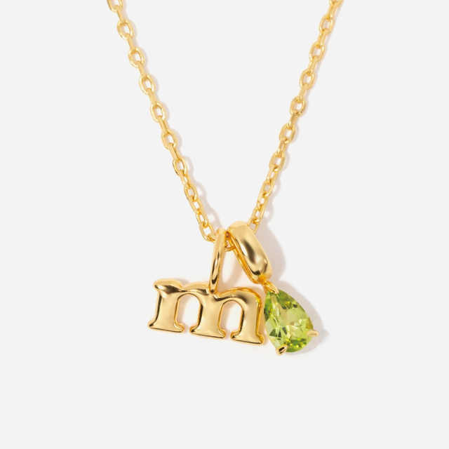 Birthstone Initial Teardrop Necklace