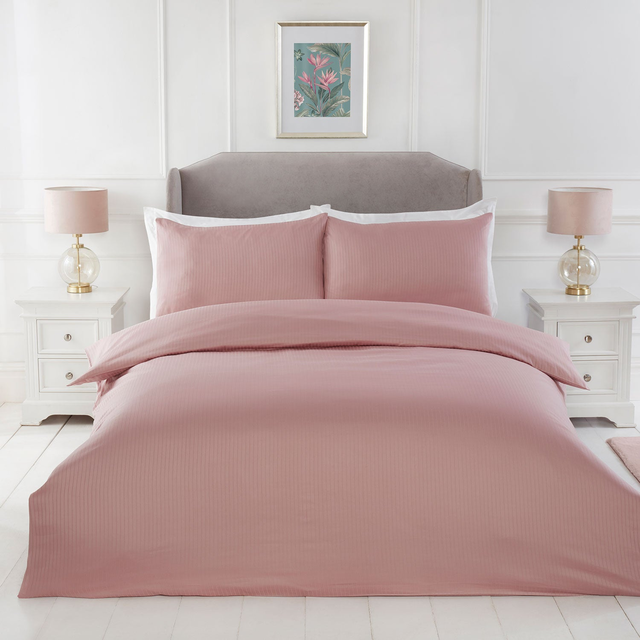 Satin Stripe Blush 210TC 100% Cotton Duvet Set