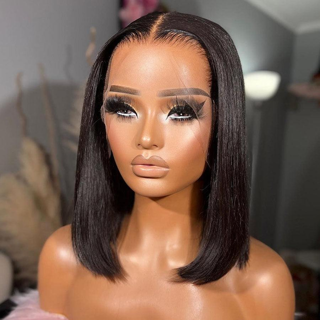 WOWANGEL Short BOB 13x6 HD Lace Full Frontal Wig Silk Straight 250% Density