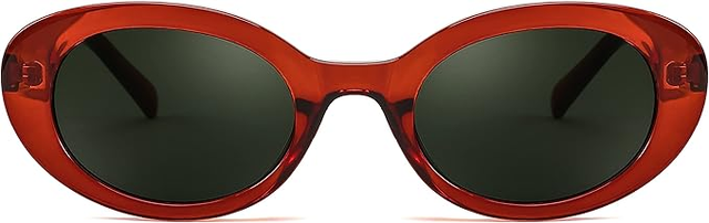 FEISEDY Sunglasses Womens, Retro Oval Sun Glasses Men, Small 90s Style B4128
