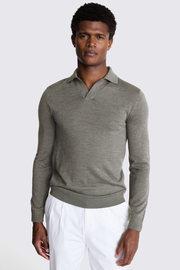 Khaki Merino Skipper Polo