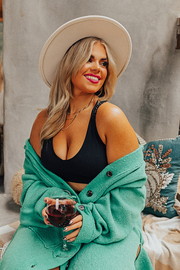 Flirty Nature Lace Racerback Bralette in Black Curves