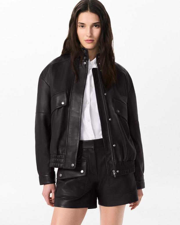 Aria Leather Bomber Jacket