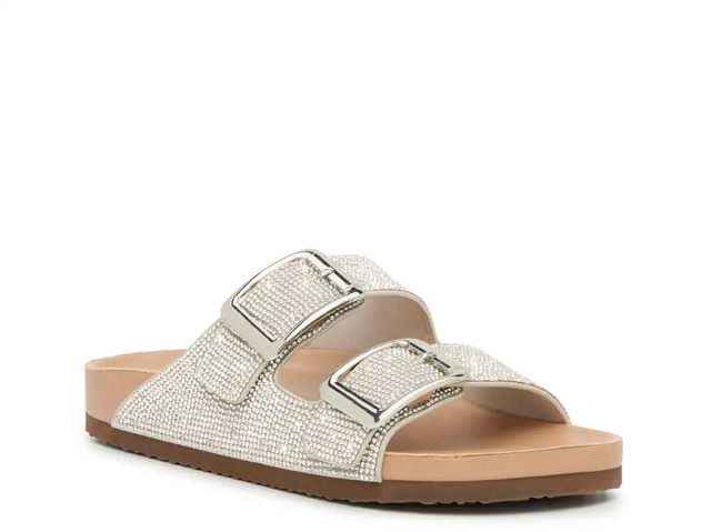 Madden Girl Wide Width Becca Sandal | Women's | Silver Metallic | Size 9 | Sandals | Footbed
