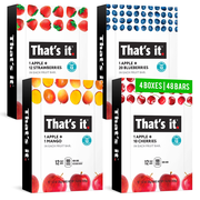 Best Sellers Fruit Bar Variety Pack - Blueberry, Cherry, Mango & Strawberry (48 Bars)