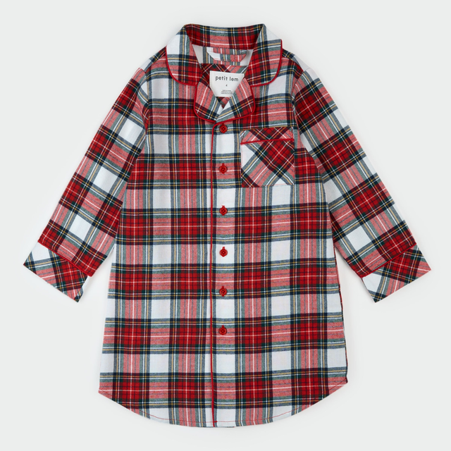 Red Tartan Plaid Flannel Night Gown
