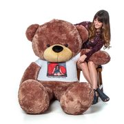 Custom Photo Mocha Brown Giant Teddy Bear Cuddles - Upload Personalized Photo onto T-shirt - Choose Your Size!