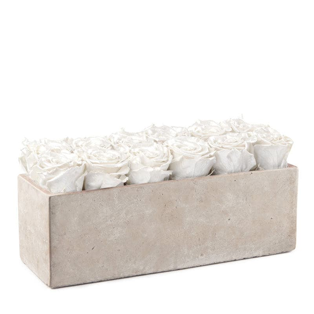 Gray Slate Centerpiece with Pure White Roses