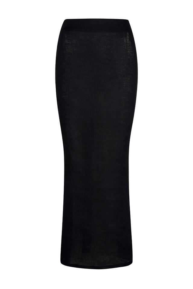 Fontelina Linen Skirt - Black Linen