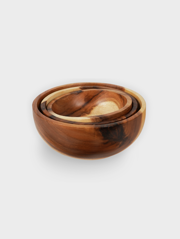 Sweet July Acacia Wood Nested Bowl Trio