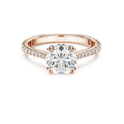 Stilla cocktail ring, Round cut, Pavé, White, Rose gold-tone plated