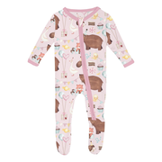 Print Footie with 2 Way Zipper in Shrinking Violet Forest Party