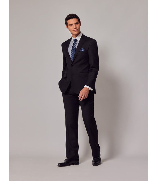 Black Twill Wool Classic Fit Suit