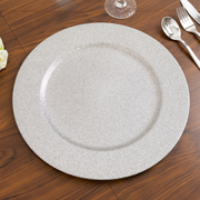 6-Pack Acrylic Plastic Round Charger Plates 13" in Silver with Dust Free Glitter Finish, Decorative Dinner Party Charger Tableware