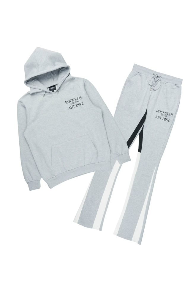 Briggs Heather Grey Hoodie/Stacked Flare Track Set