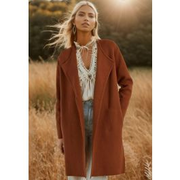Classy Open Front Knit Coat in Caramel