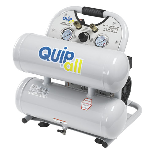 Quipall Ultra Quiet 1 HP 4.6 Gallon Oil-Free Twin Stack Air Compressor