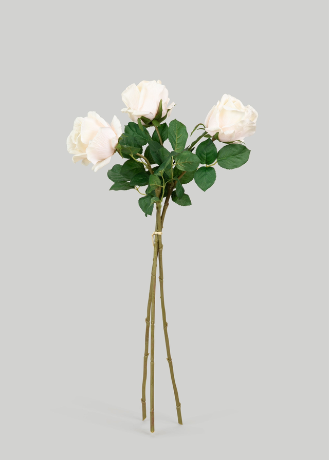 Real Touch Faux Flower Bundle of Cream Roses - 25.5"