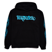 Von Dutch Blue Glitter on Black Hoodie