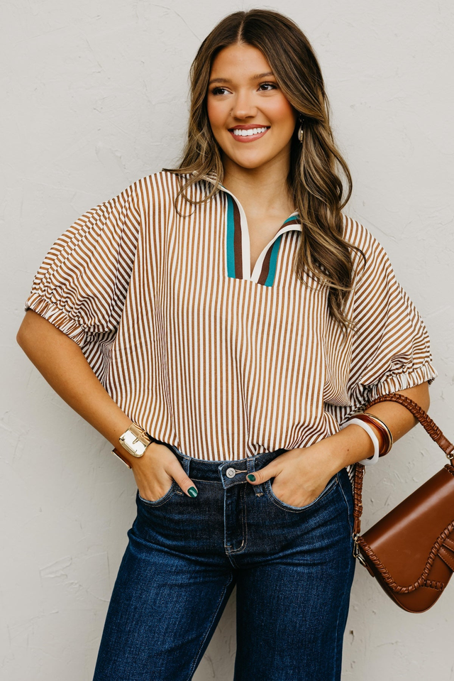 The Monique Striped Contrast Top