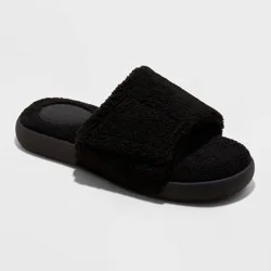 Men's Rodney Adjustable Slide Slippers - Goodfellow & Co™ Jet Black 12