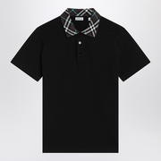 Burberry Black Polo Shirt With Check Collar