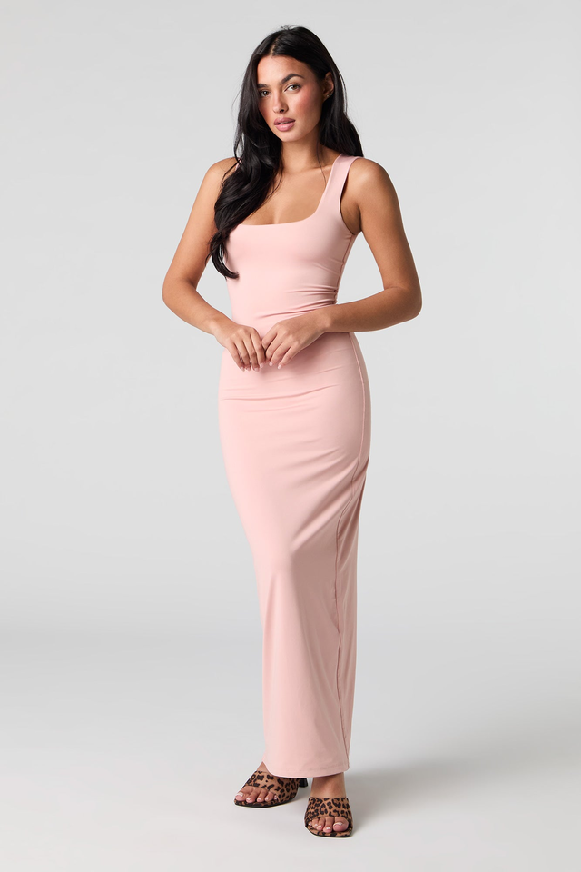 Contour Square Neck Slit Back Maxi Dress