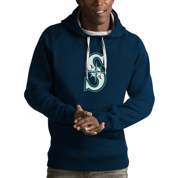 Men's Seattle Mariners Antigua Navy Victory Pullover Hoodie