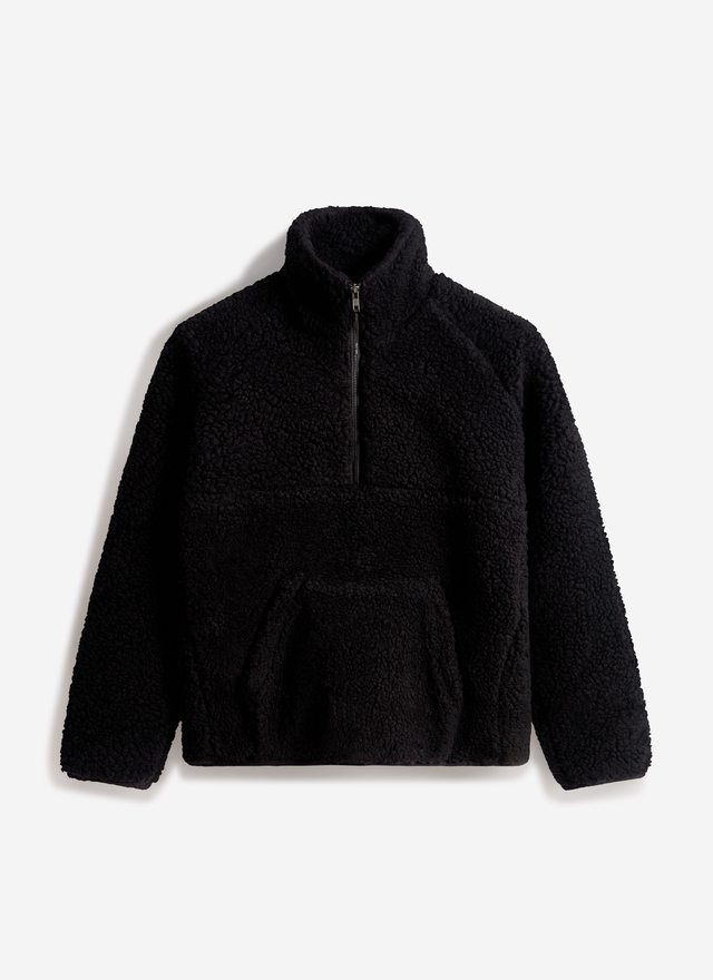 Men's Quarter Zip Wool Fleece Pullover | Black