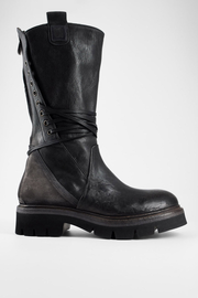 BLAKE dusk-grey welted back-laced boots.