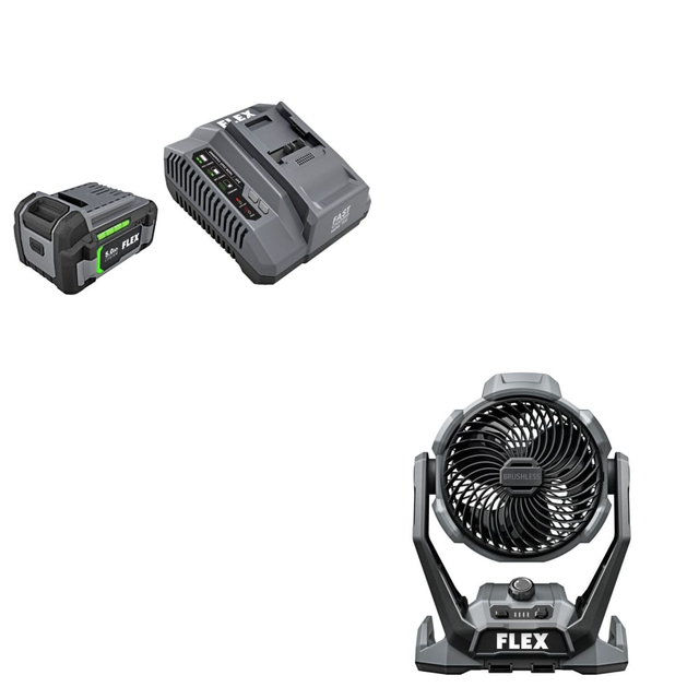 Flex FX0411-1C Lithium-Ion Starter Kit W/ FREE FX5471-Z Jobsite Fan, Bare Tool