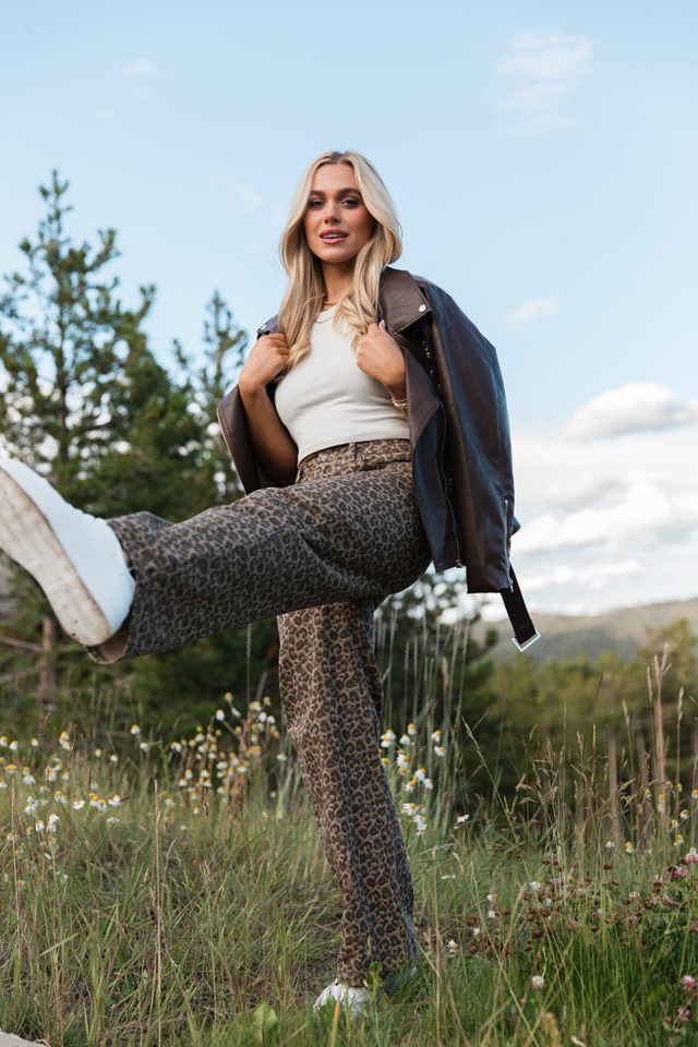 Wild Things Leopard Wide Leg Pants SALE