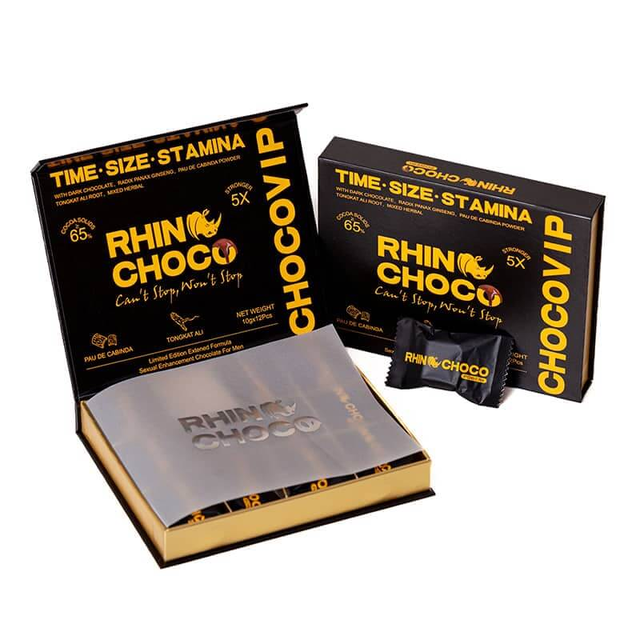 Rhino Choco VIP – 12 Pc Display | Premium Herbal Chocolate for Men’s Vitality