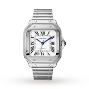 Santos De Cartier Watch Medium Model, Automatic Movement, Steel, Interchangeable Metal And Leather Bracelets