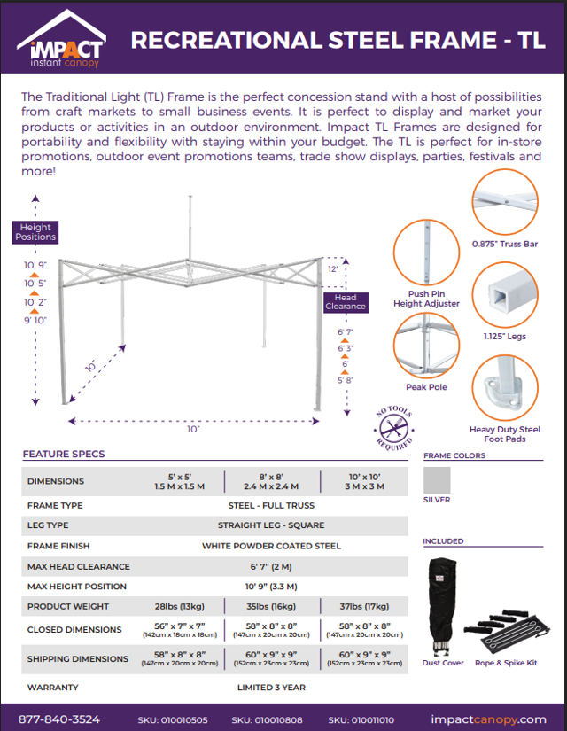 10x10 Custom Canopy Kit TradeShow Booth and Vendor - Start with your frame