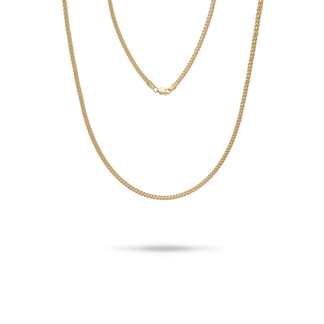 22" 2.5mm Hollow Franco Chain in Gold
