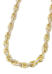 Silver Chain -  Gold Iced Out Rope Chain