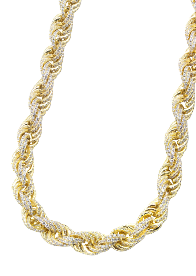 Silver Chain - Gold Iced Out Rope Chain