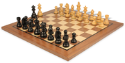 German Knight Staunton Chess Set Ebonized & Boxwood Pieces with Classic Walnut Board - 2.75" King