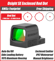 Osight SE Enclosed Red Dot, 32 MOA Circle + 2 MOA, Side Battery, RMSc Footprint
