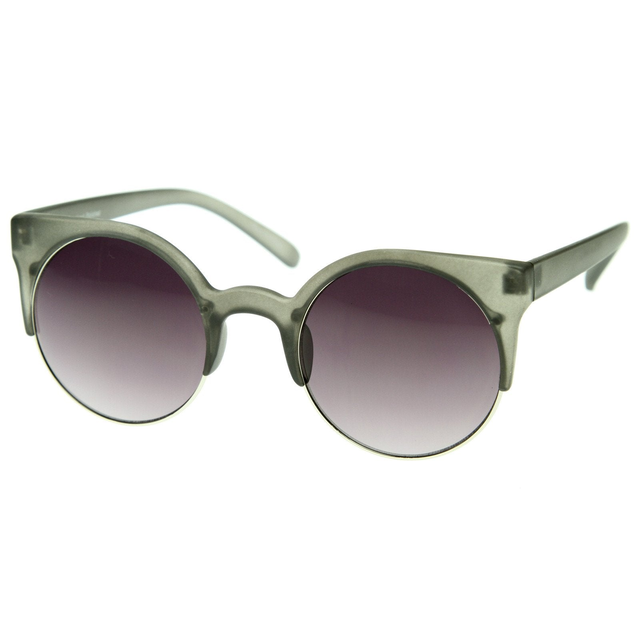 Super Round Half Frame Cat Eye Indie Sunglasses