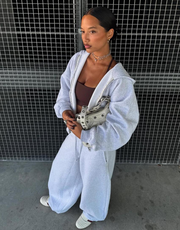 Plush barrel pants with stoppers