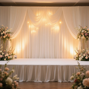 Portable Stage Skirting Polyester Shirred Pleat Stage Cover for Wedding Platform White - 36"x20ft