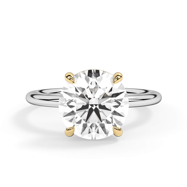 Two-Tone Basket Style Solitaire Engagement Ring - Yellow Gold Head