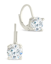 Sterling Silver Round Cut French Clip Earrings