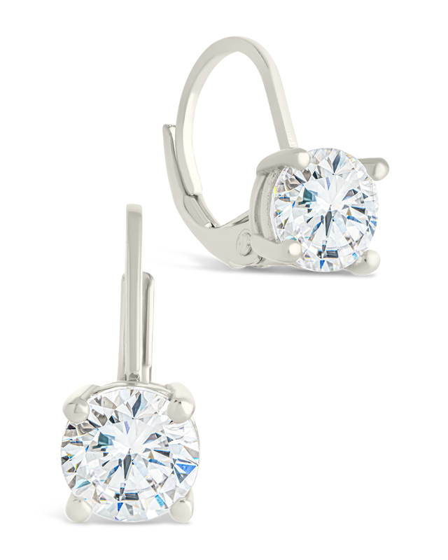 Sterling Silver Round Cut French Clip Earrings